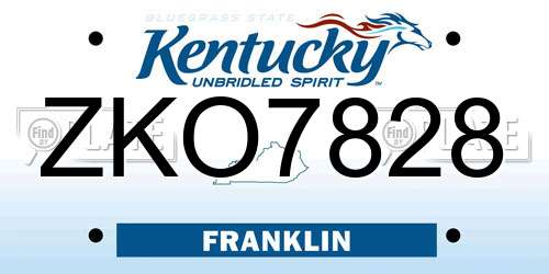 ZKO7828 Kentucky License Plate