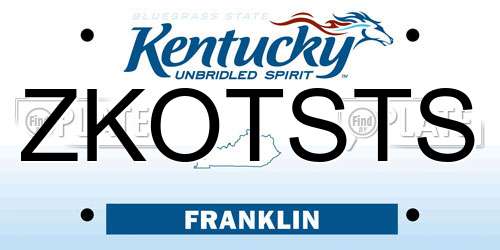 ZKOTSTS Kentucky License Plate