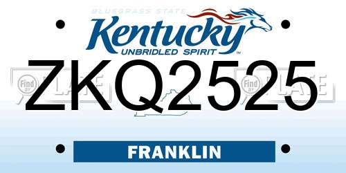 ZKQ2525 Kentucky License Plate