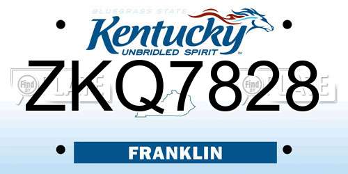 ZKQ7828 Kentucky License Plate