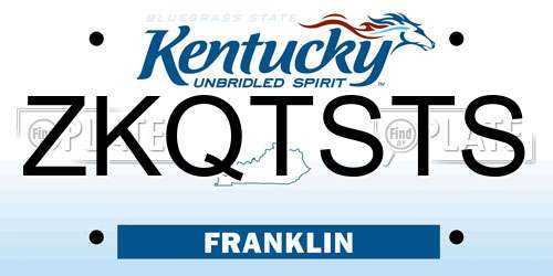 ZKQTSTS Kentucky License Plate
