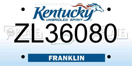 ZL36080 Kentucky License Plate