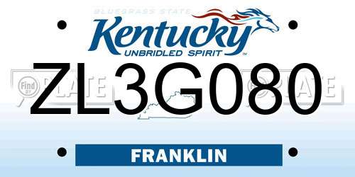 ZL3G080 Kentucky License Plate