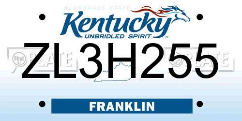 ZL3H255 Kentucky License Plate
