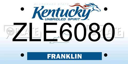 ZLE6080 Kentucky License Plate