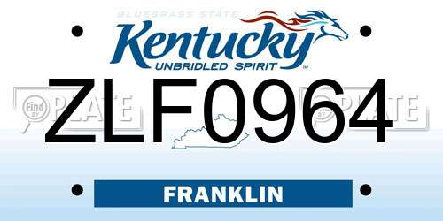 ZLF0964 Kentucky License Plate