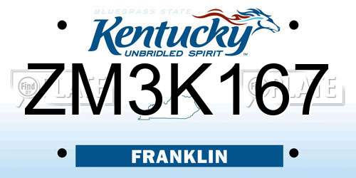 ZM3K167 Kentucky License Plate
