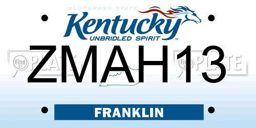 ZMAH13 Kentucky License Plate