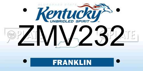 ZMV232 Kentucky License Plate
