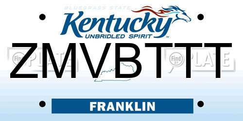 ZMVBTTT Kentucky License Plate