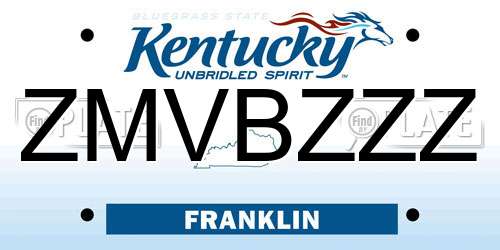 ZMVBZZZ Kentucky License Plate