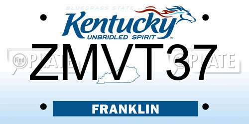 ZMVT37 Kentucky License Plate