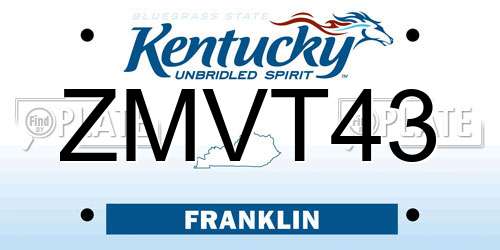 ZMVT43 Kentucky License Plate