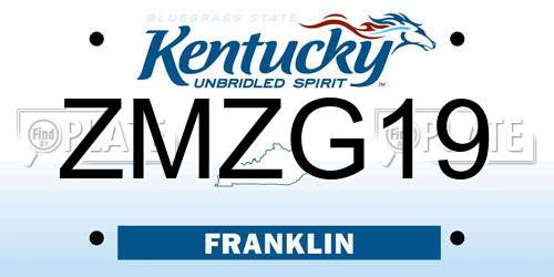 ZMZG19 Kentucky License Plate