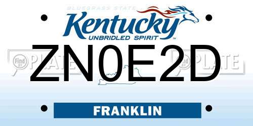 ZN0E2D Kentucky License Plate