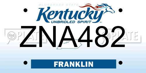 ZNA482 Kentucky License Plate