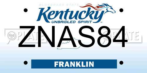 ZNAS84 Kentucky License Plate