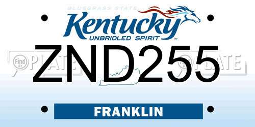 ZND255 Kentucky License Plate