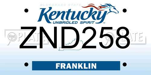 ZND258 Kentucky License Plate