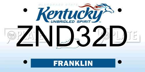 ZND32D Kentucky License Plate