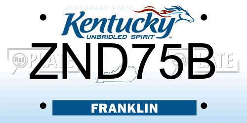 ZND75B Kentucky License Plate