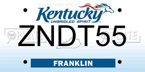 ZNDT55 Kentucky License Plate