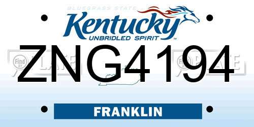 ZNG4194 Kentucky License Plate