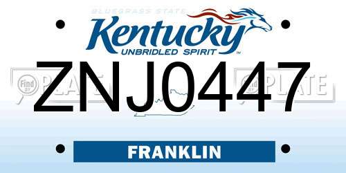 ZNJ0447 Kentucky License Plate