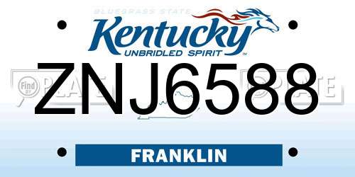 ZNJ6588 Kentucky License Plate