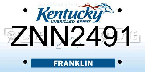 ZNN2491 Kentucky License Plate