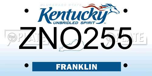 ZNO255 Kentucky License Plate