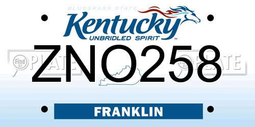 ZNO258 Kentucky License Plate