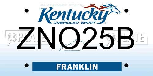 ZNO25B Kentucky License Plate
