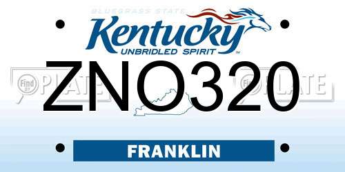 ZNO320 Kentucky License Plate