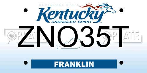 ZNO35T Kentucky License Plate