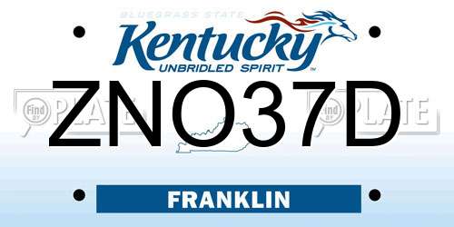 ZNO37D Kentucky License Plate