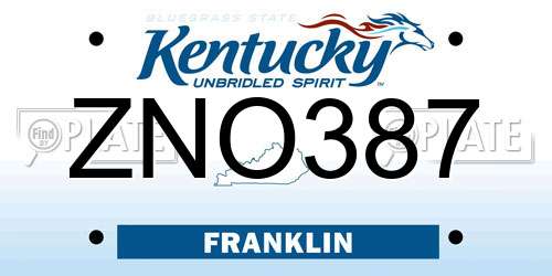 ZNO387 Kentucky License Plate