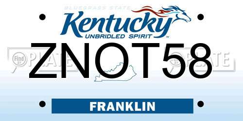 ZNOT58 Kentucky License Plate