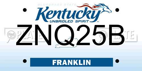 ZNQ25B Kentucky License Plate