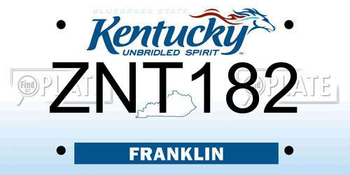 ZNT182 Kentucky License Plate