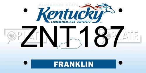 ZNT187 Kentucky License Plate