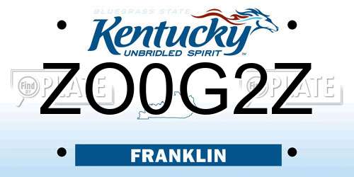 ZO0G2Z Kentucky License Plate