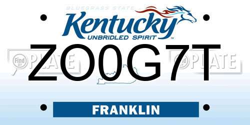 ZO0G7T Kentucky License Plate