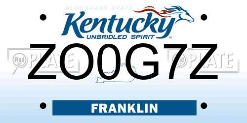 ZO0G7Z Kentucky License Plate