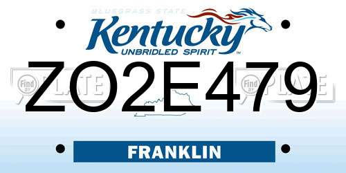 ZO2E479 Kentucky License Plate
