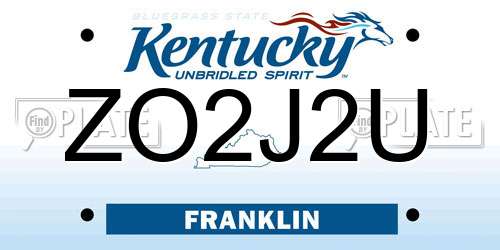 ZO2J2U Kentucky License Plate
