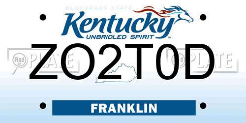 ZO2T0D Kentucky License Plate