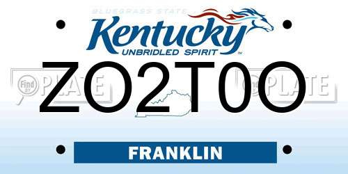 ZO2T0O Kentucky License Plate
