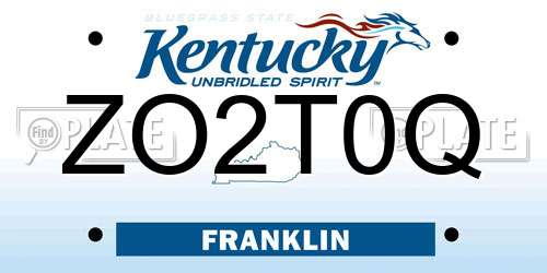 ZO2T0Q Kentucky License Plate