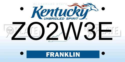 ZO2W3E Kentucky License Plate